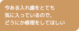 今ある入れ歯をとても気に入っているので、どうにか修理をしてほしい