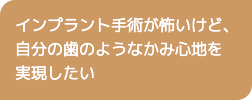 インプラント手術が怖いけど、自分の歯のようなかみ心地を実現したい